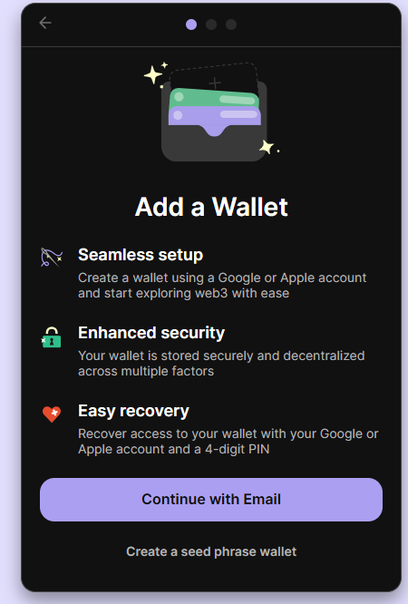 Create new wallet option