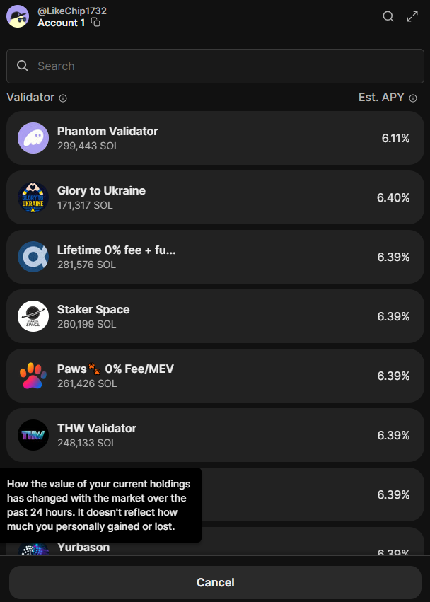 Native staking input