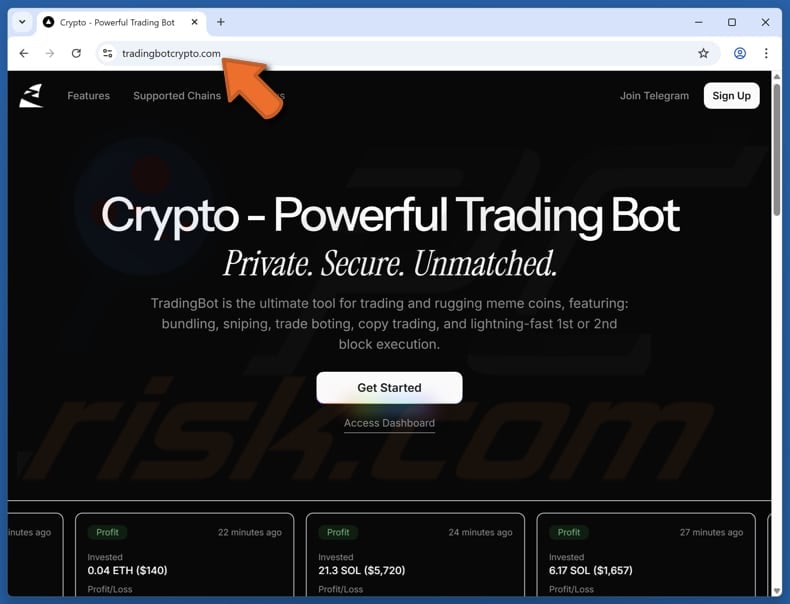Trading bot drainer example