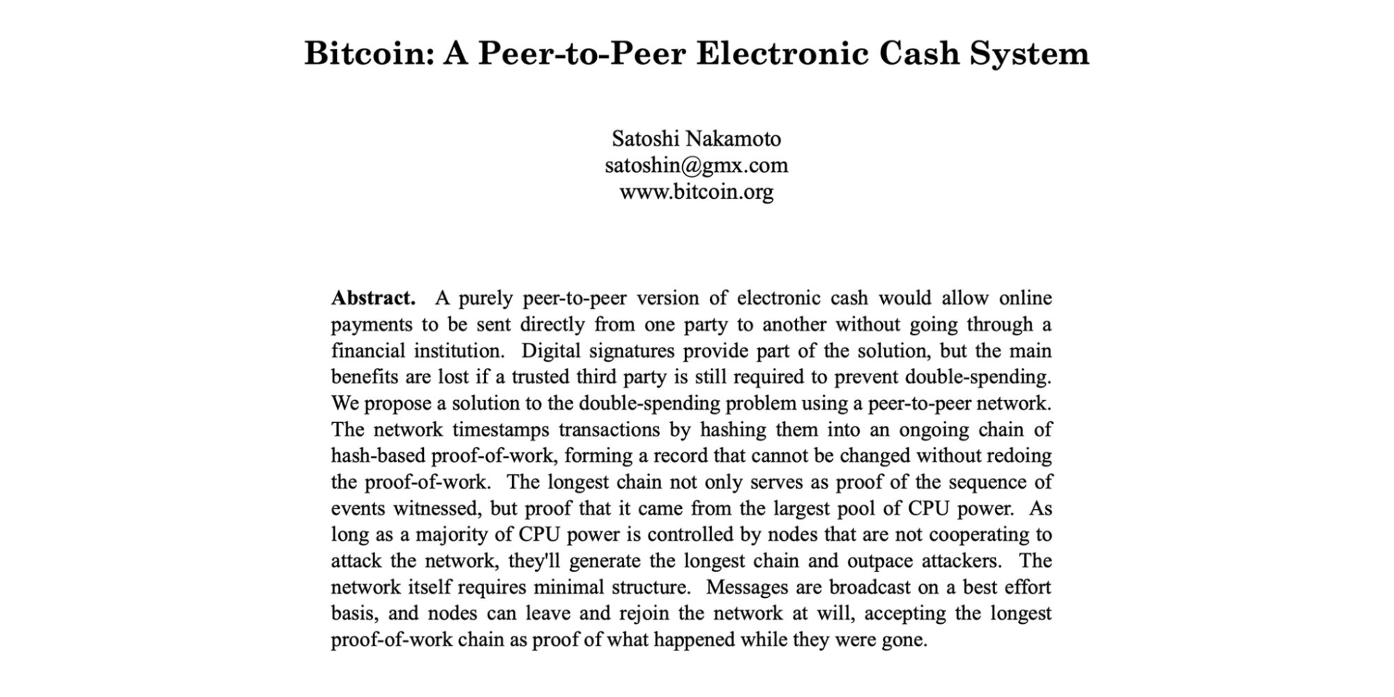 Bitcoin whitepaper cover