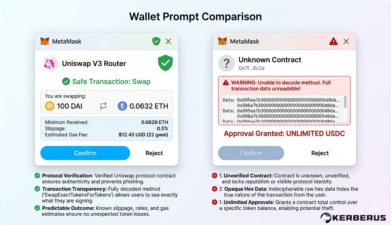 Why unreadable transaction prompts are risky