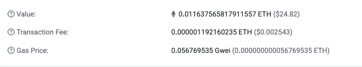 Value field (including zero-value transactions)